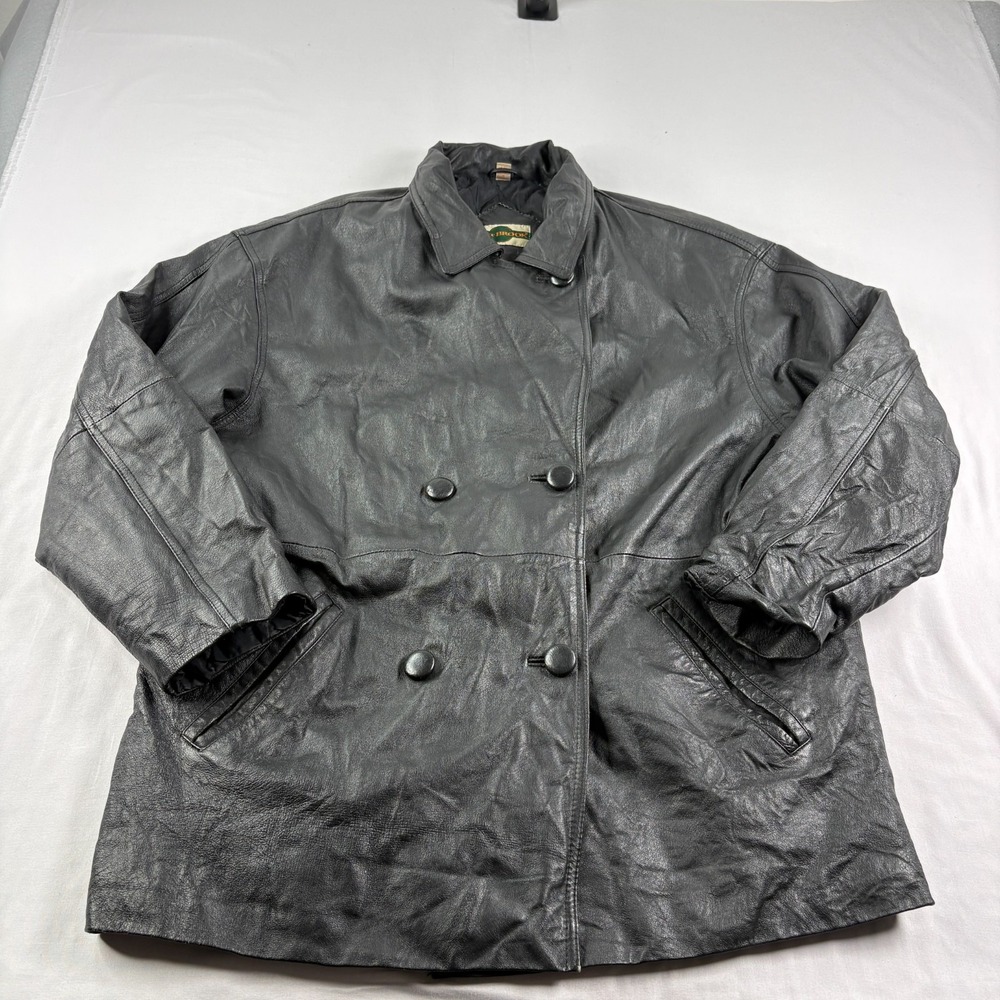 Outbrook Leather Jacket Womens Large Black Pockets‎ Coat